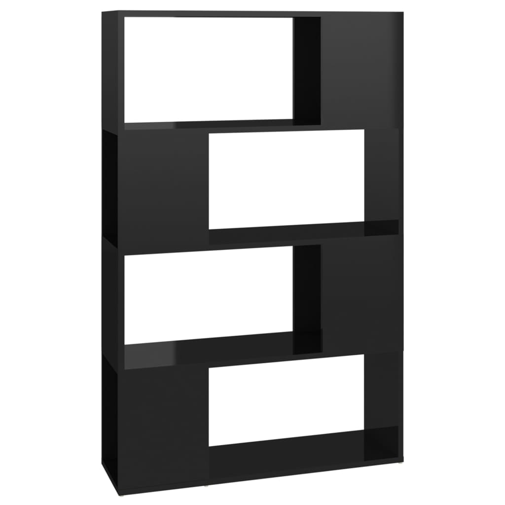vidaXL Bibliotecă/Separator cameră, negru extralucios, 80x24x124,5 cm