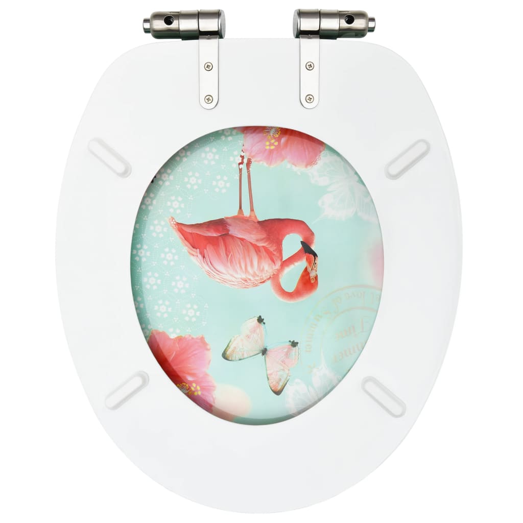 vidaXL Scaune WC cu capac silențios, 2 buc., MDF, model flamingo