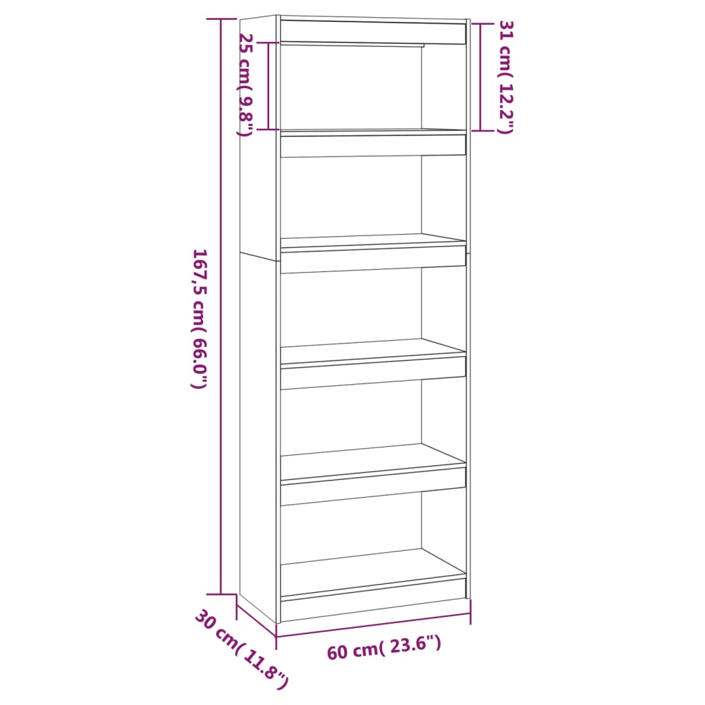 vidaXL Bibliotecă/Separator cameră,alb,80x30x167,5 cm, lemn masiv pin