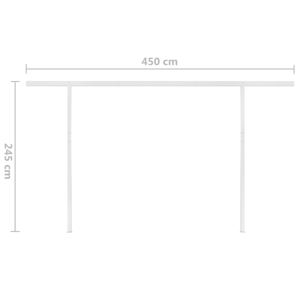 vidaXL Copertină retractabilă manual, cu stâlpi, crem, 4,5x3,5 m