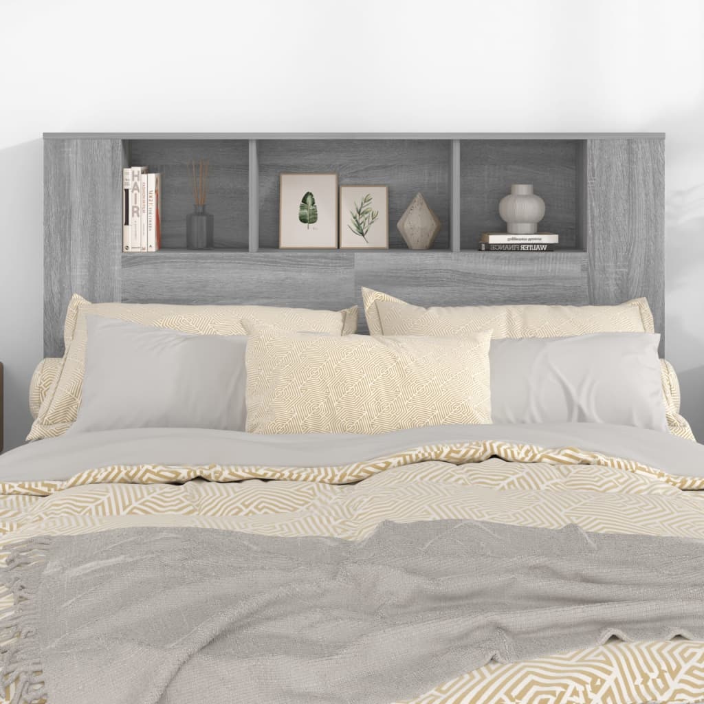 vidaXL Tăblie de pat cu dulap, gri sonoma, 140x18,5x104,5 cm