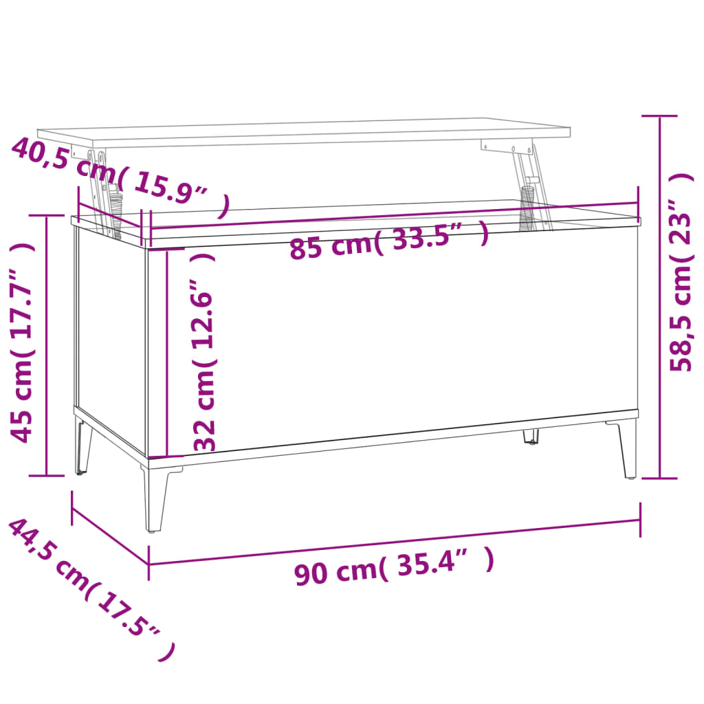 vidaXL Măsuță de cafea, gri beton, 90x44,5x45 cm, lemn compozit