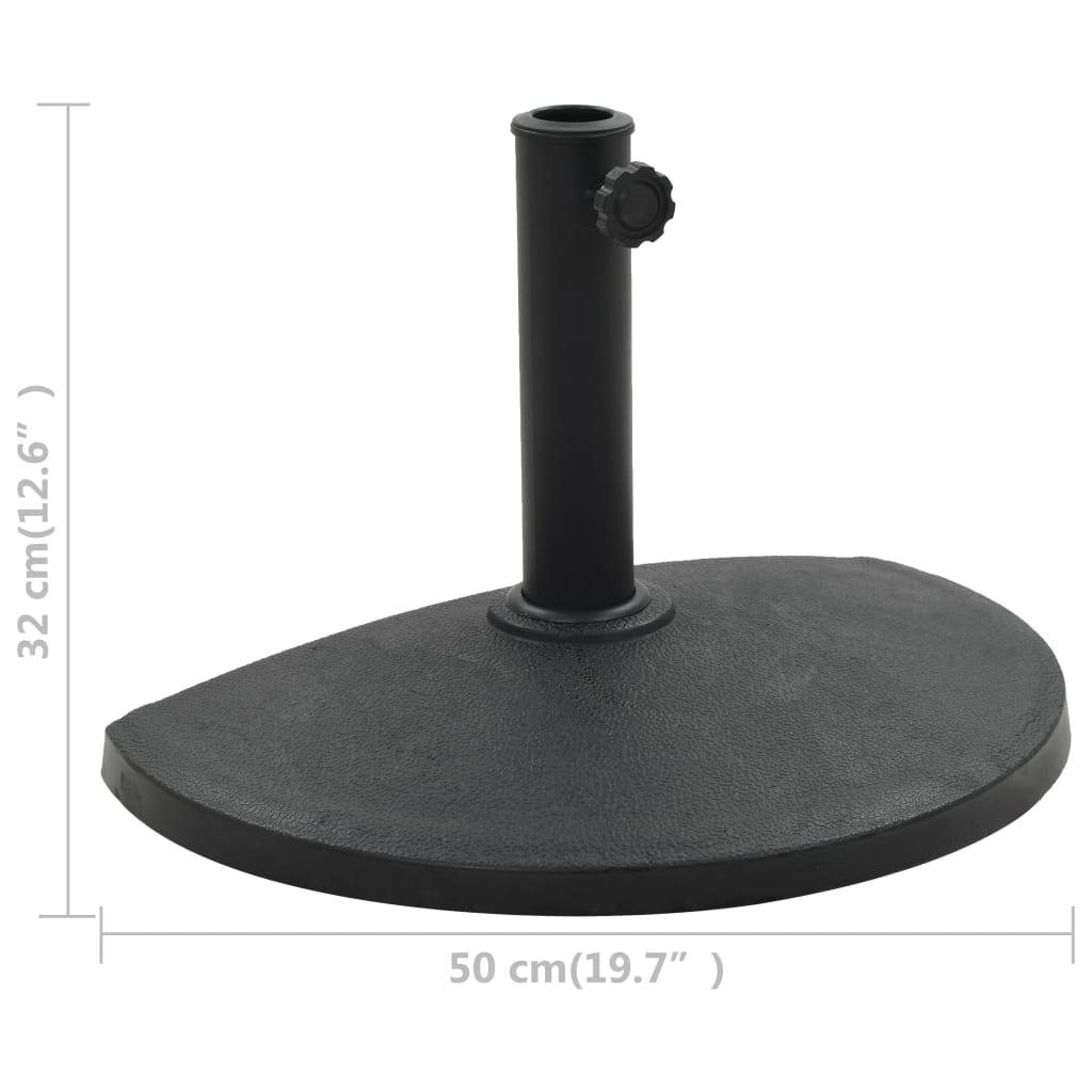 vidaXL Suport umbrelă de soare, negru, 9 kg, polirășină, semi-rotund