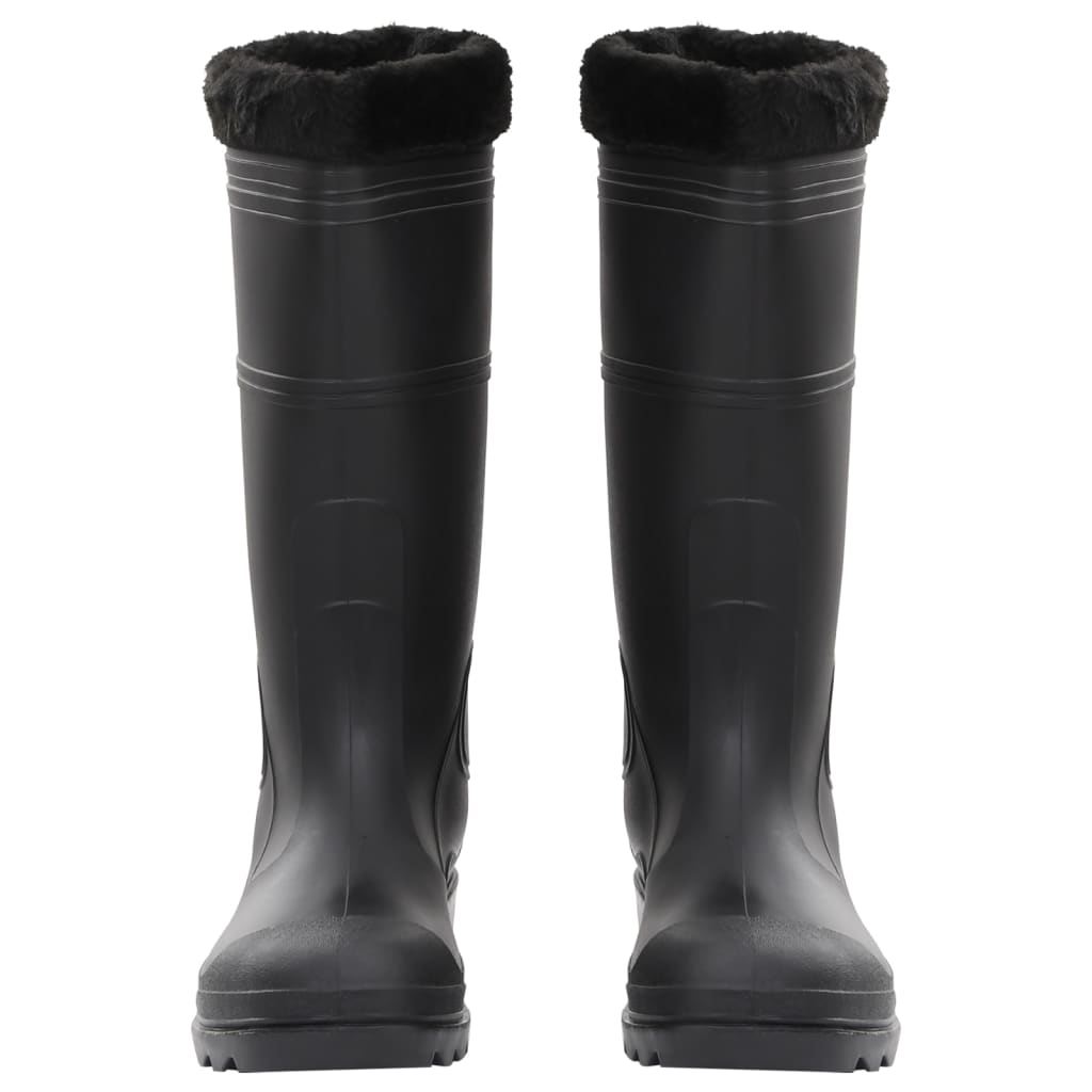 vidaXL Cizme de ploaie cu șosete detașabile, negru, mărime 46, PVC