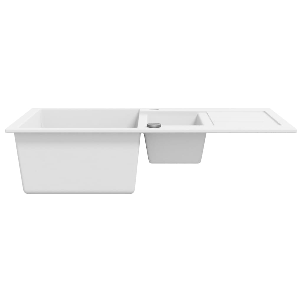 vidaXL Chiuvetă de bucătărie din granit, alb, două bazine