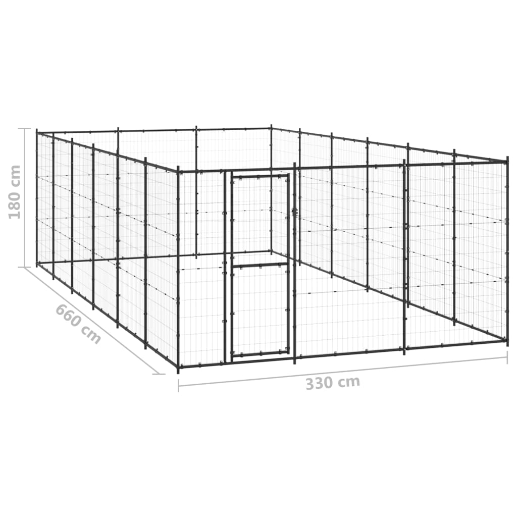 vidaXL Padoc pentru câini de exterior, 21,78 m², oțel