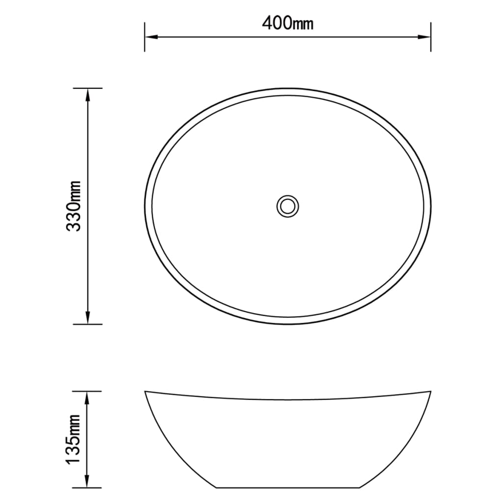 vidaXL Chiuvetă de lux, crem mat, 40 x 33 cm, ceramică, formă ovală