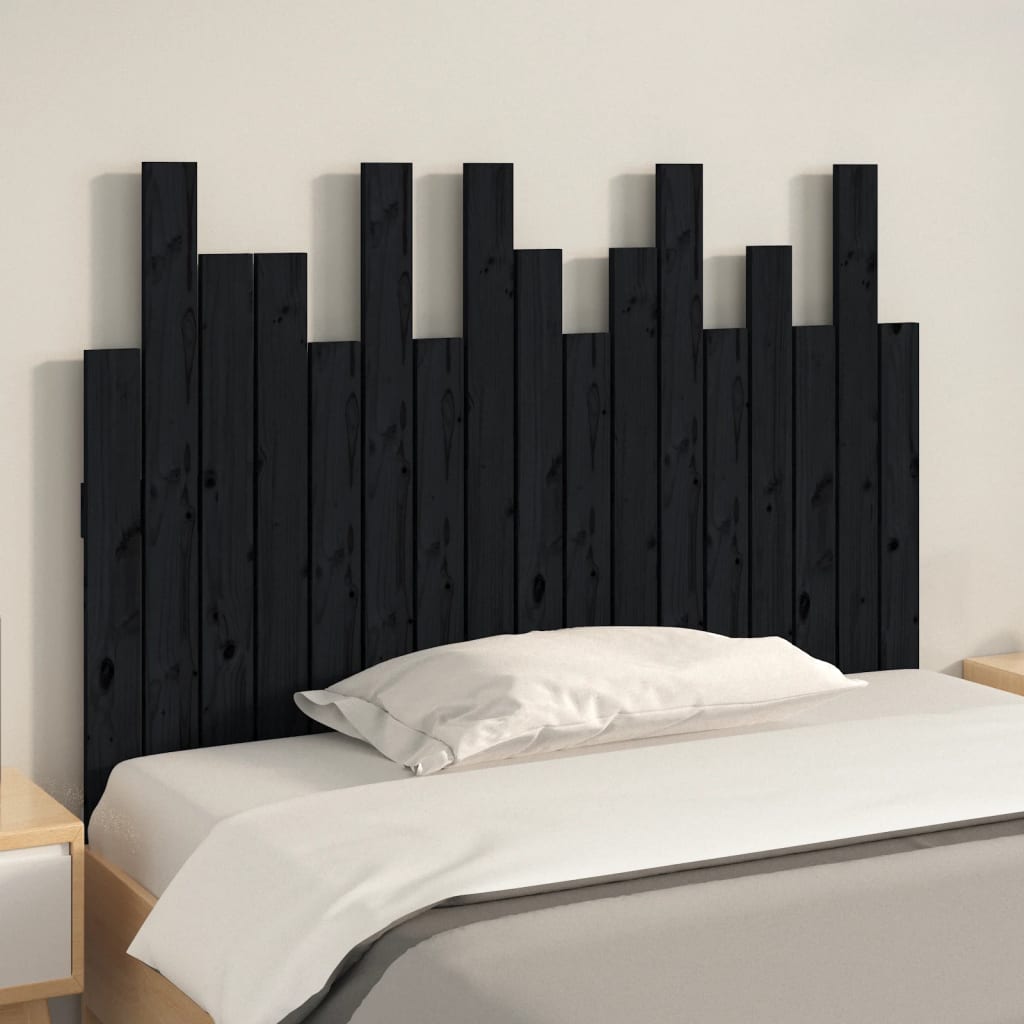 vidaXL Tăblie de pat pentru perete, negru, 108x3x80 cm, lemn masiv pin