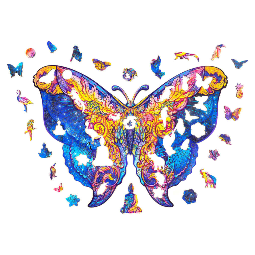 UNIDRAGON Puzzle Intergalaxy Butterfly mediu 199 piese 32x23 cm lemn