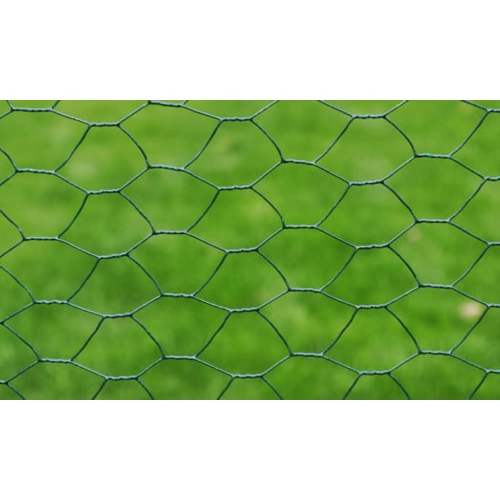 vidaXL Plasă de sârmă găini, verde, 25 x 1 m, oțel galvanizat cu PVC