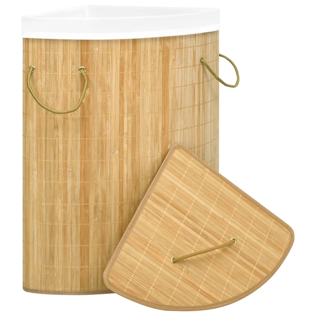 vidaXL Coș de rufe din bambus de colț, 60 L