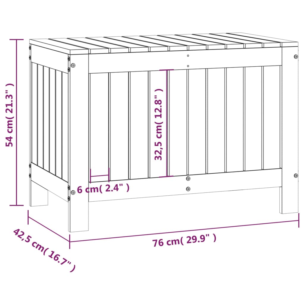 vidaXL Cutie de depozitare grădină, 76x42,5x54 cm, lemn masiv de pin