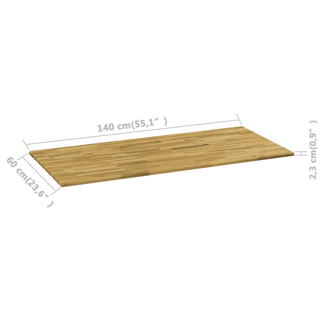 vidaXL Blat masă, lemn masiv de stejar, dreptunghiular, 23mm 140x60cm