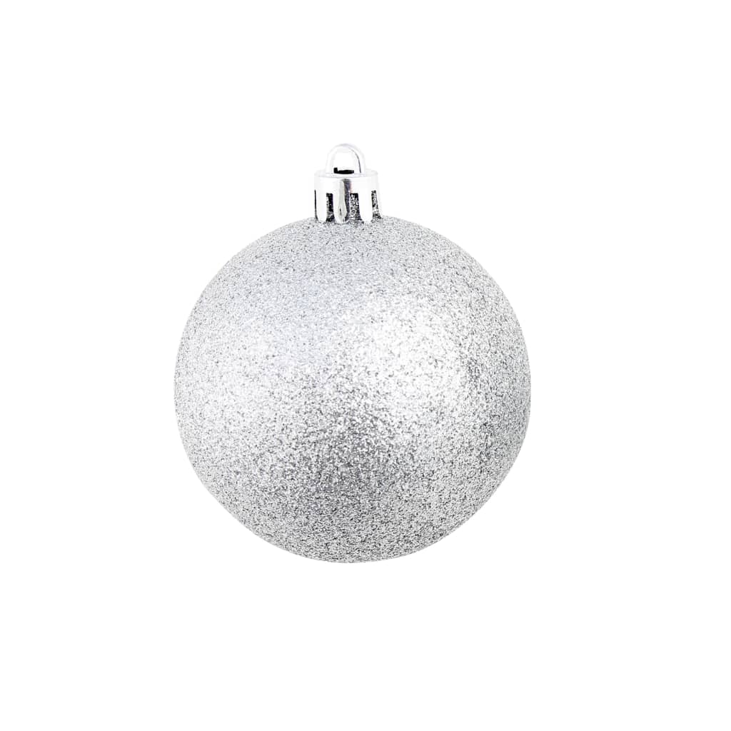 vidaXL Set globuri de Crăciun 100 de piese, 3/4/6 cm, argintiu