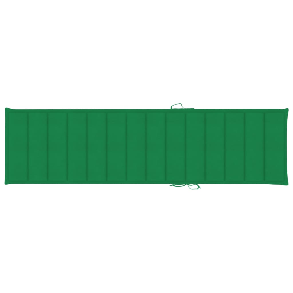 vidaXL Șezlong cu pernă verde, lemn masiv de tec