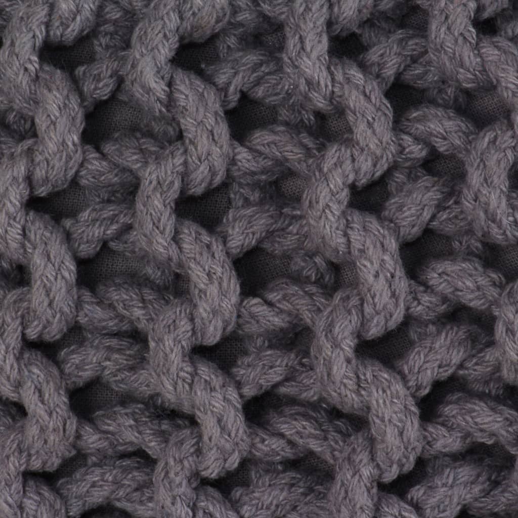 vidaXL Puf tricotat manual, bumbac, 50 x 35 cm, gri