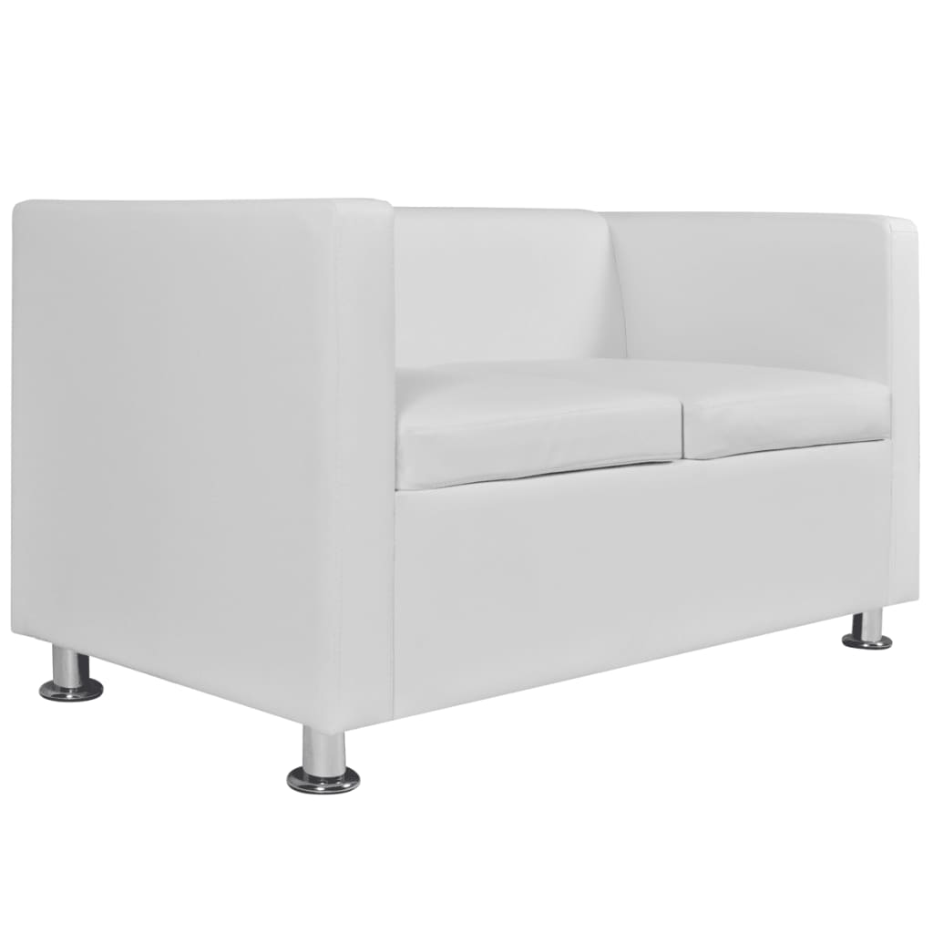 vidaXL Set canapele 3 locuri și 2 locuri, alb, piele artificială