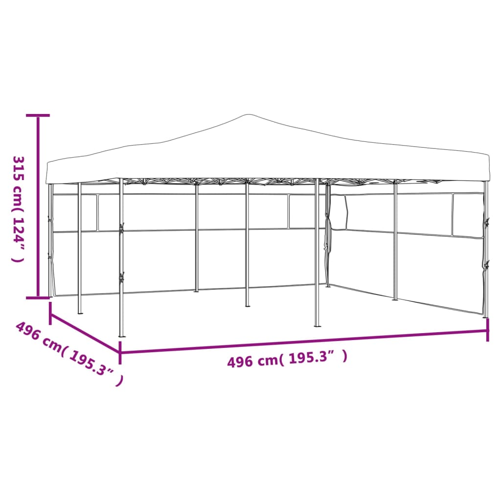 vidaXL Pavilion pliabil cu 2 pereți laterali, albastru, 5 x 5 m
