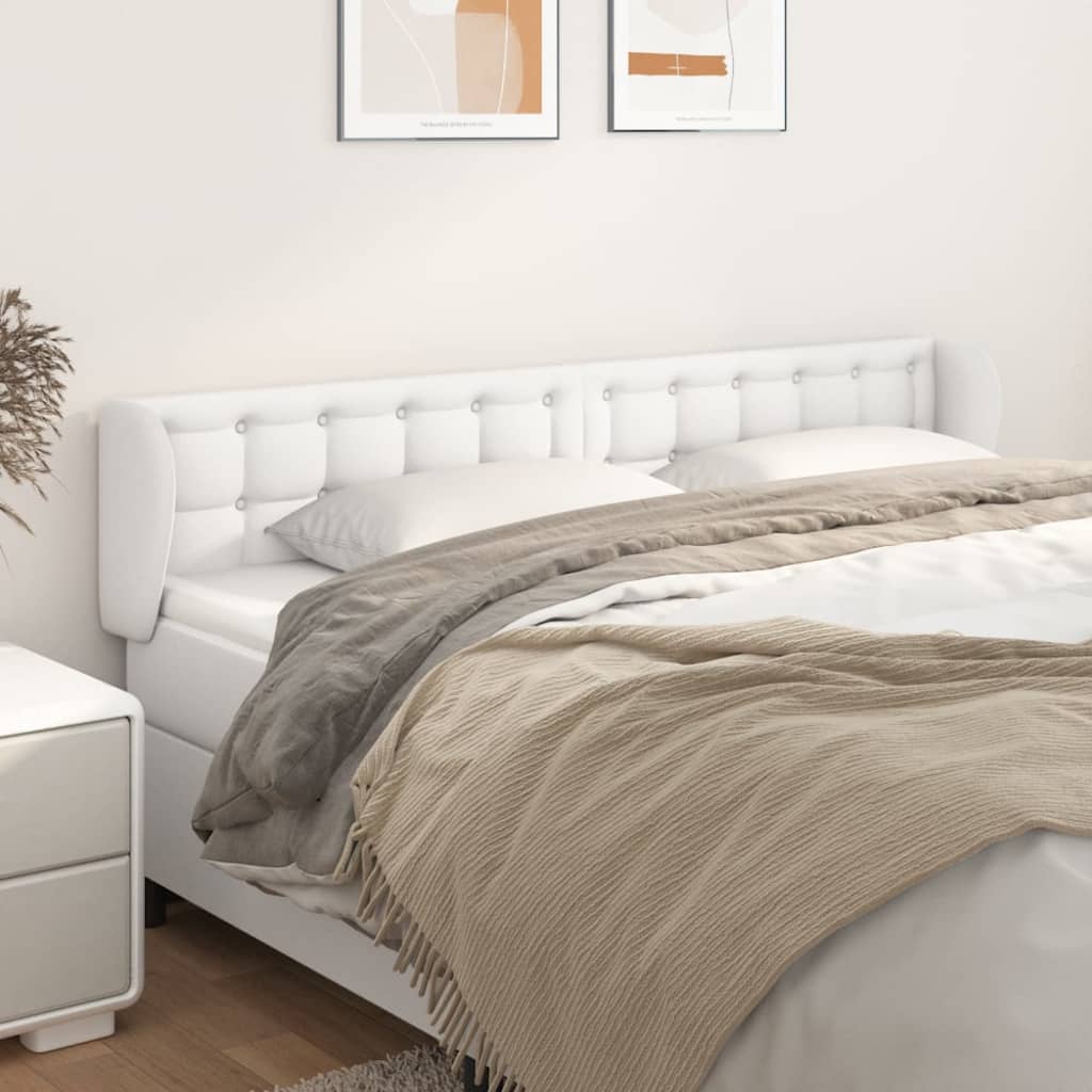 vidaXL Tăblie de pat cu aripioare alb 183x23x78/88 cm piele ecologică