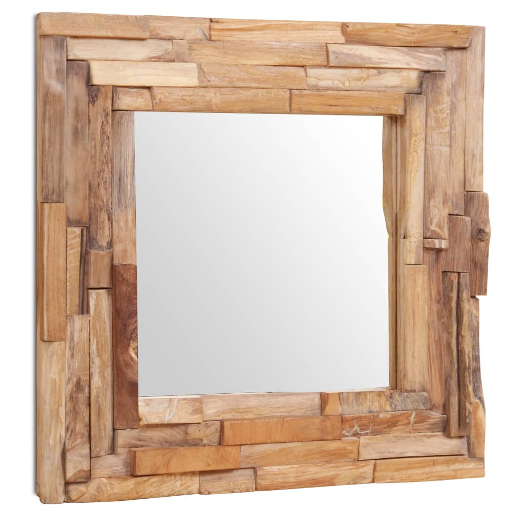 vidaXL Oglindă decorativă din lemn de tec, 60 x 60 cm, pătrat