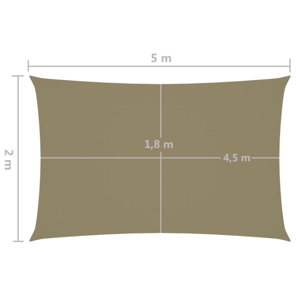 vidaXL Pânză parasolar, bej, 2x5 m, țesătură oxford, dreptunghiular