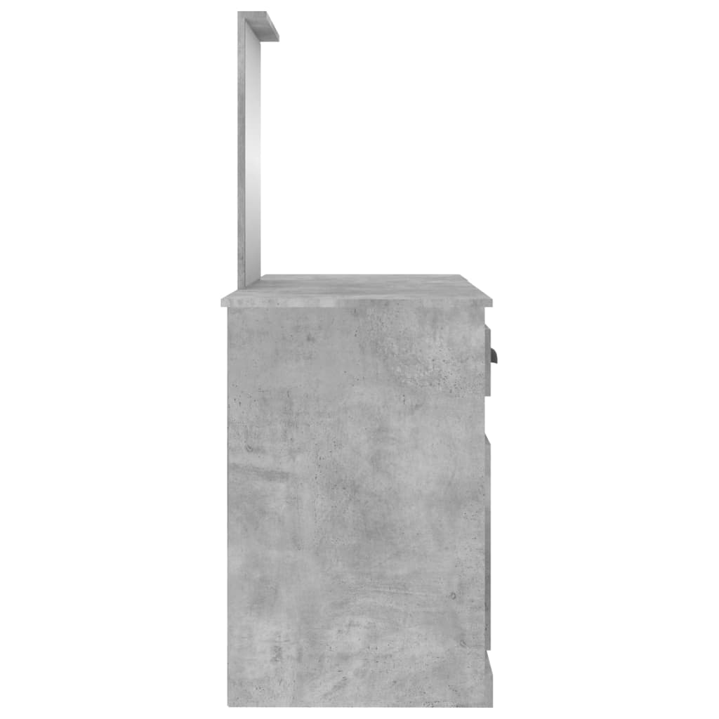 vidaXL Masă de toaletă cu oglindă, gri beton, 130x50x132,5 cm