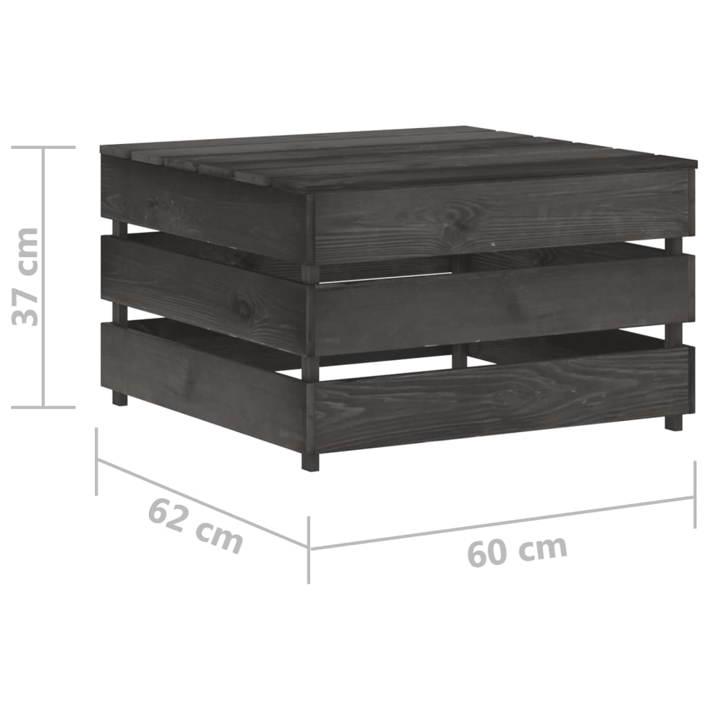 vidaXL Set mobilier de grădină paleți, 2 piese, gri, lemn pin tratat
