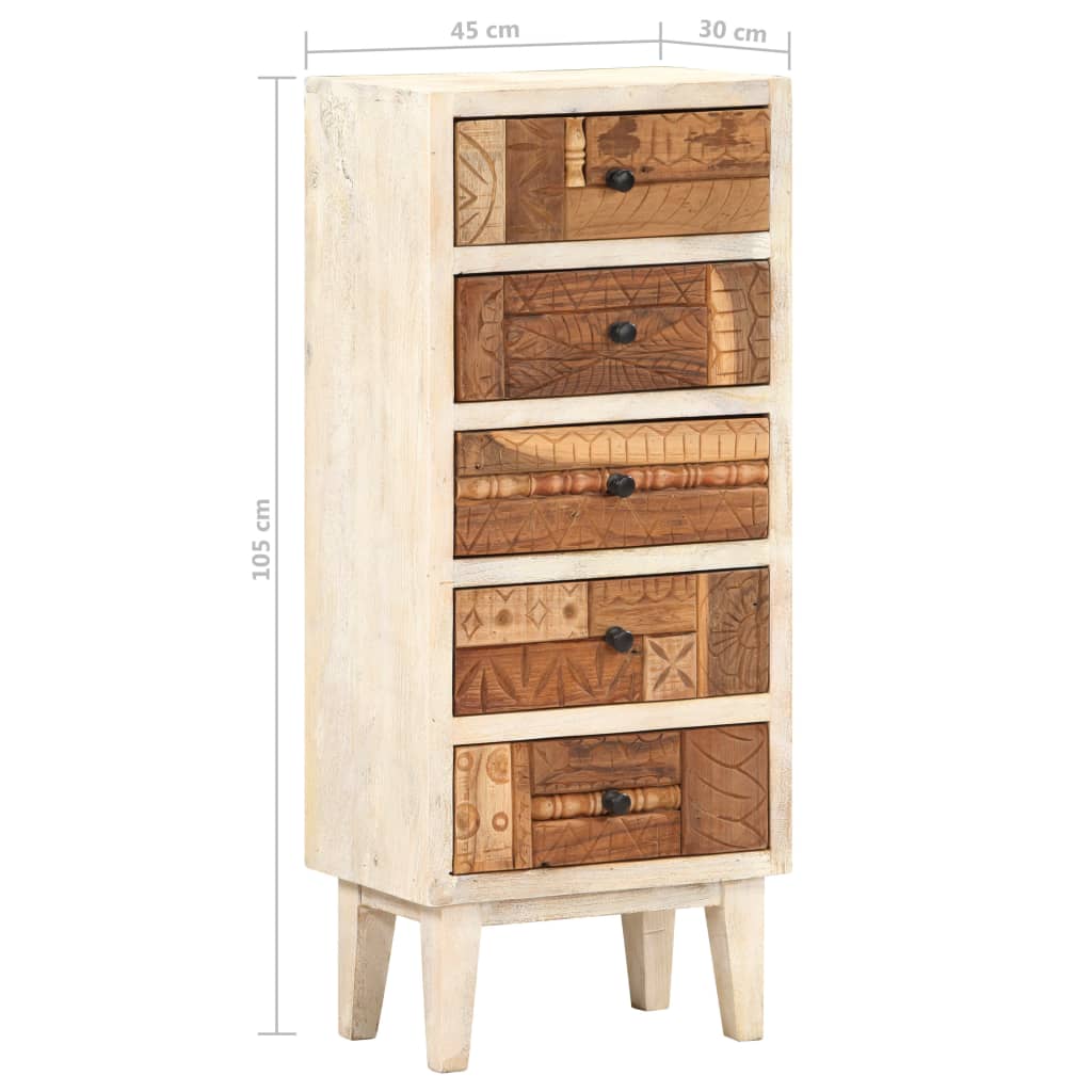 vidaXL Dulap cu sertare, 45 x 30 x 105 cm, lemn masiv reciclat