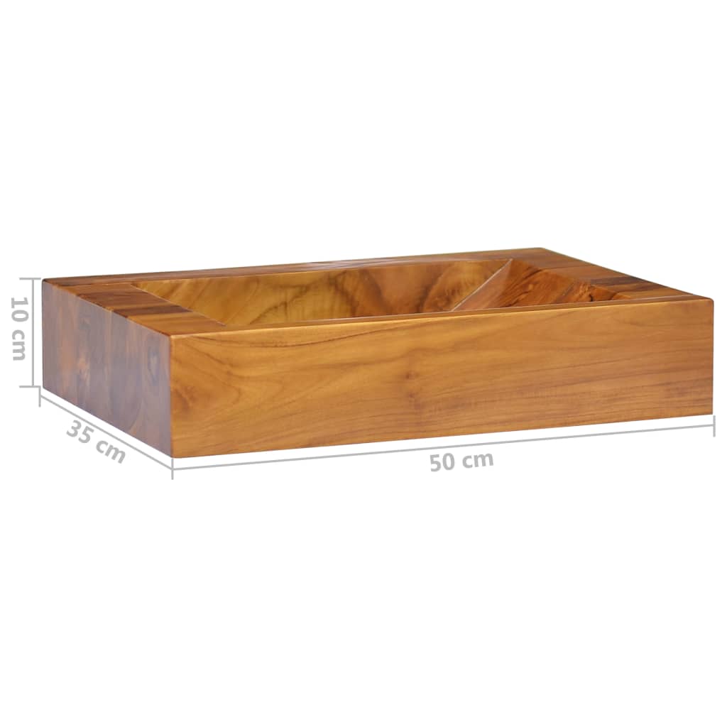 vidaXL Chiuvetă, 50x35x10 cm, lemn masiv de tec