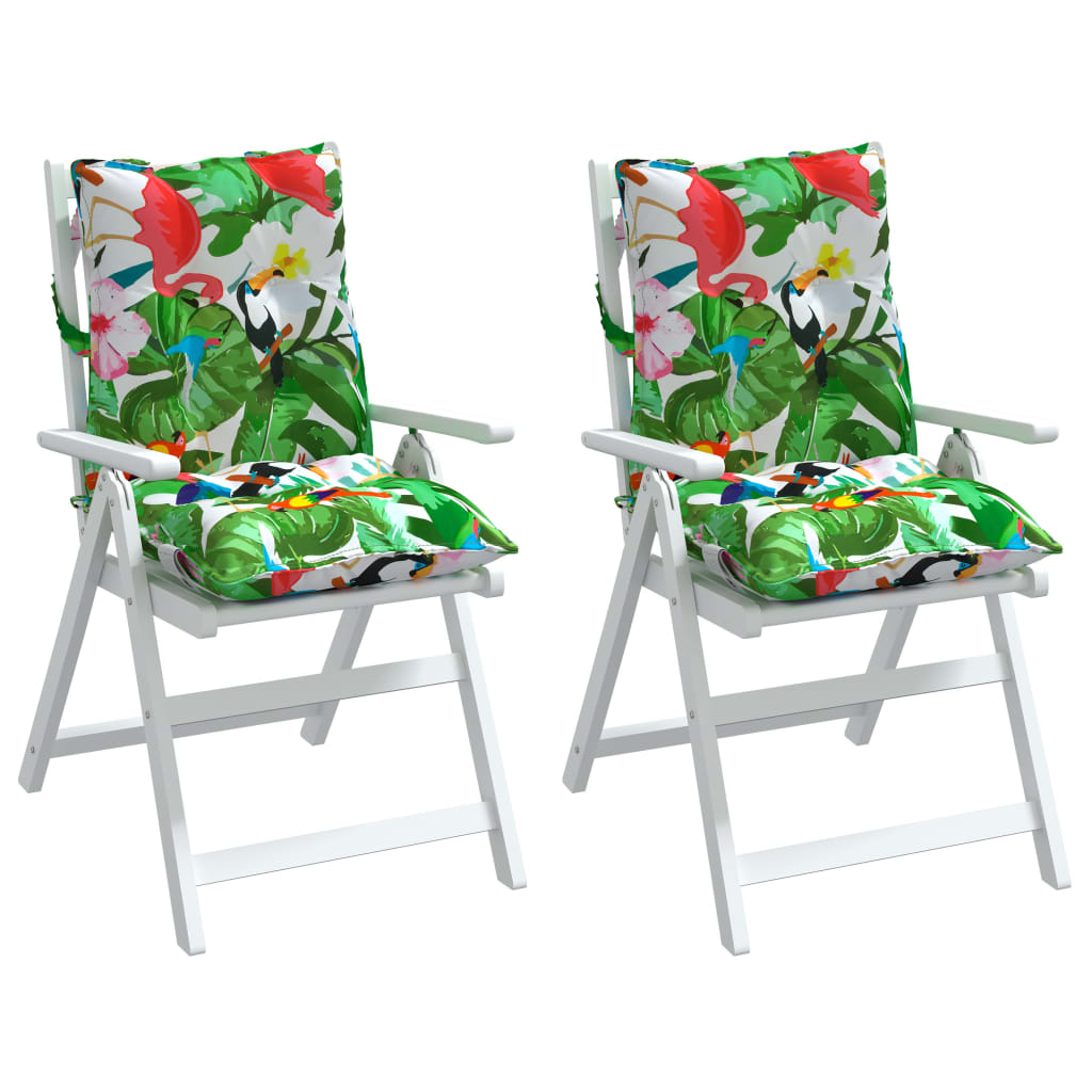 vidaXL Perne scaune cu spătar jos, 2 buc., multicolor, textil oxford