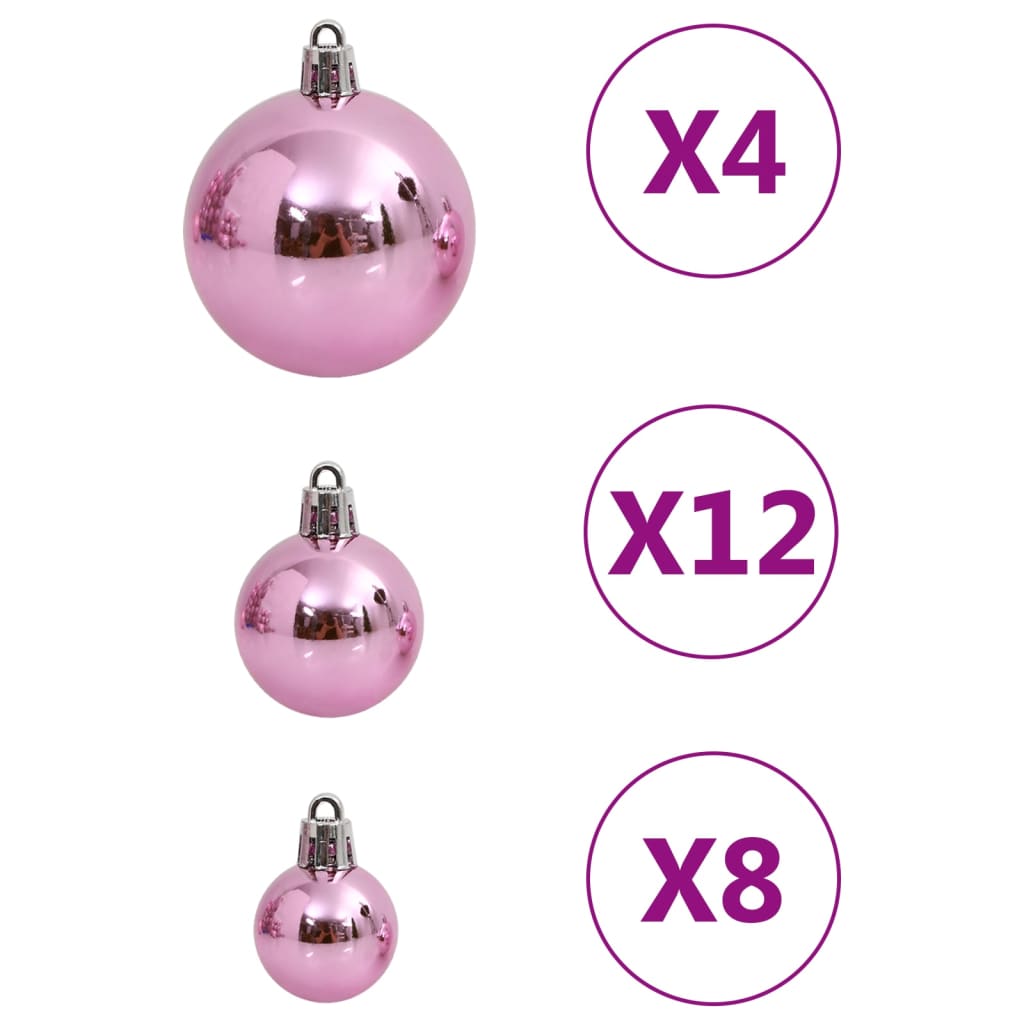 vidaXL Set globuri de Crăciun 111 buc., roz, polistiren