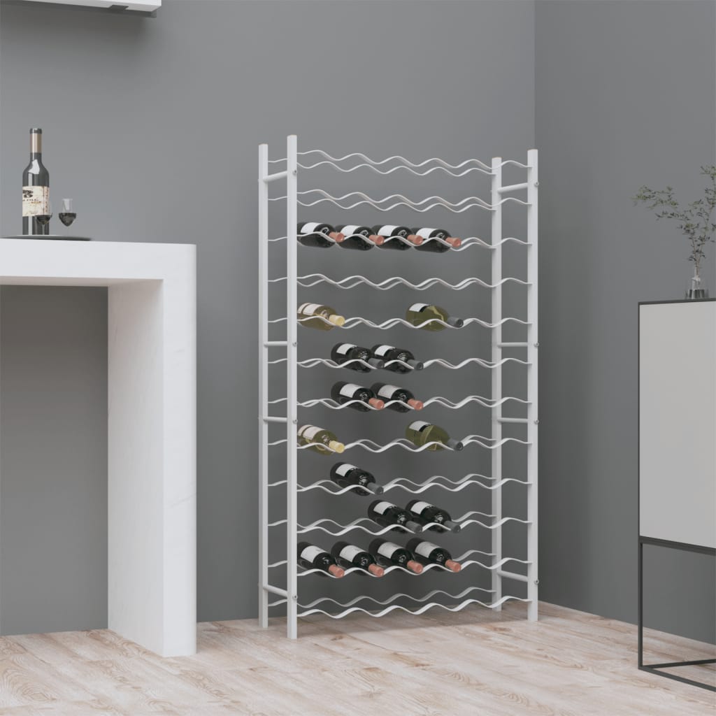 vidaXL Suport sticle de vin pentru 72 sticle,alb, metal