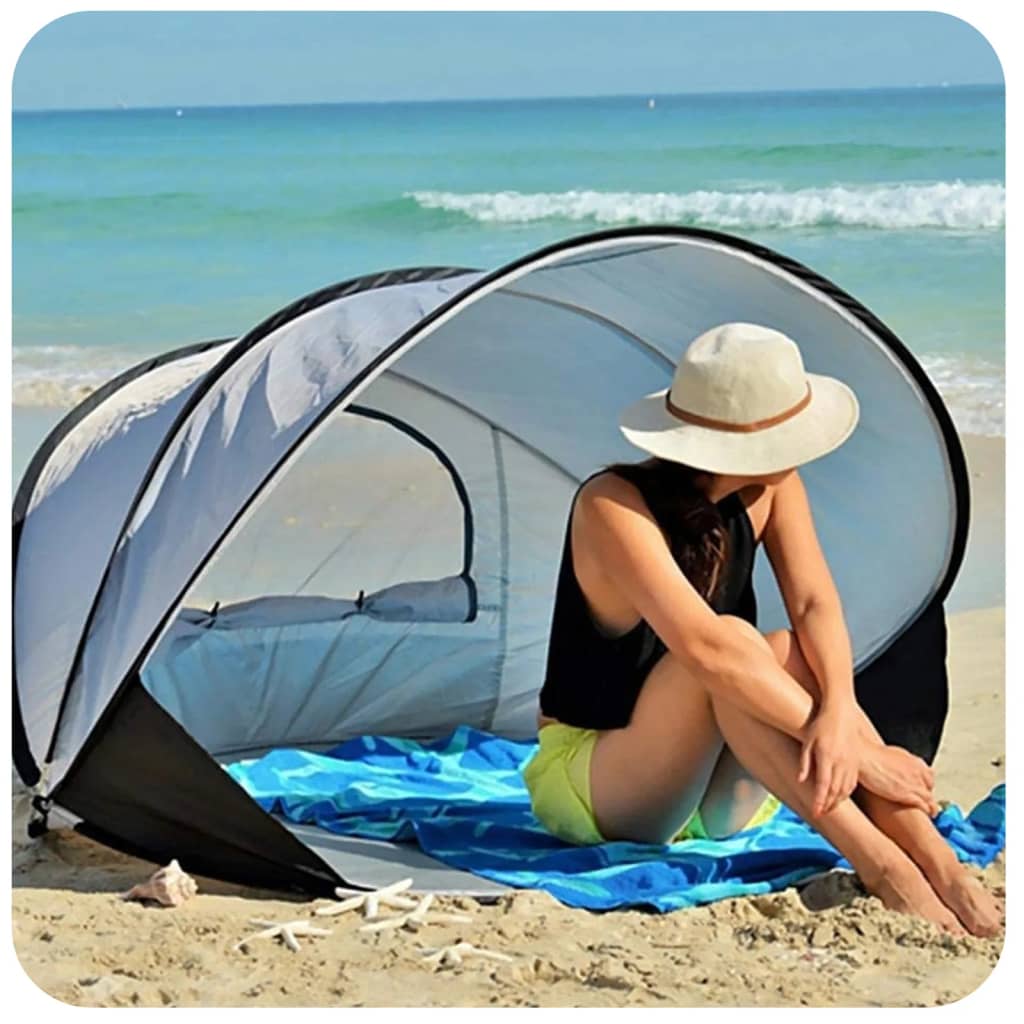 442154 DERYAN Pop-up Luxe Beach Tent XXL 155x133x95 cm Silver