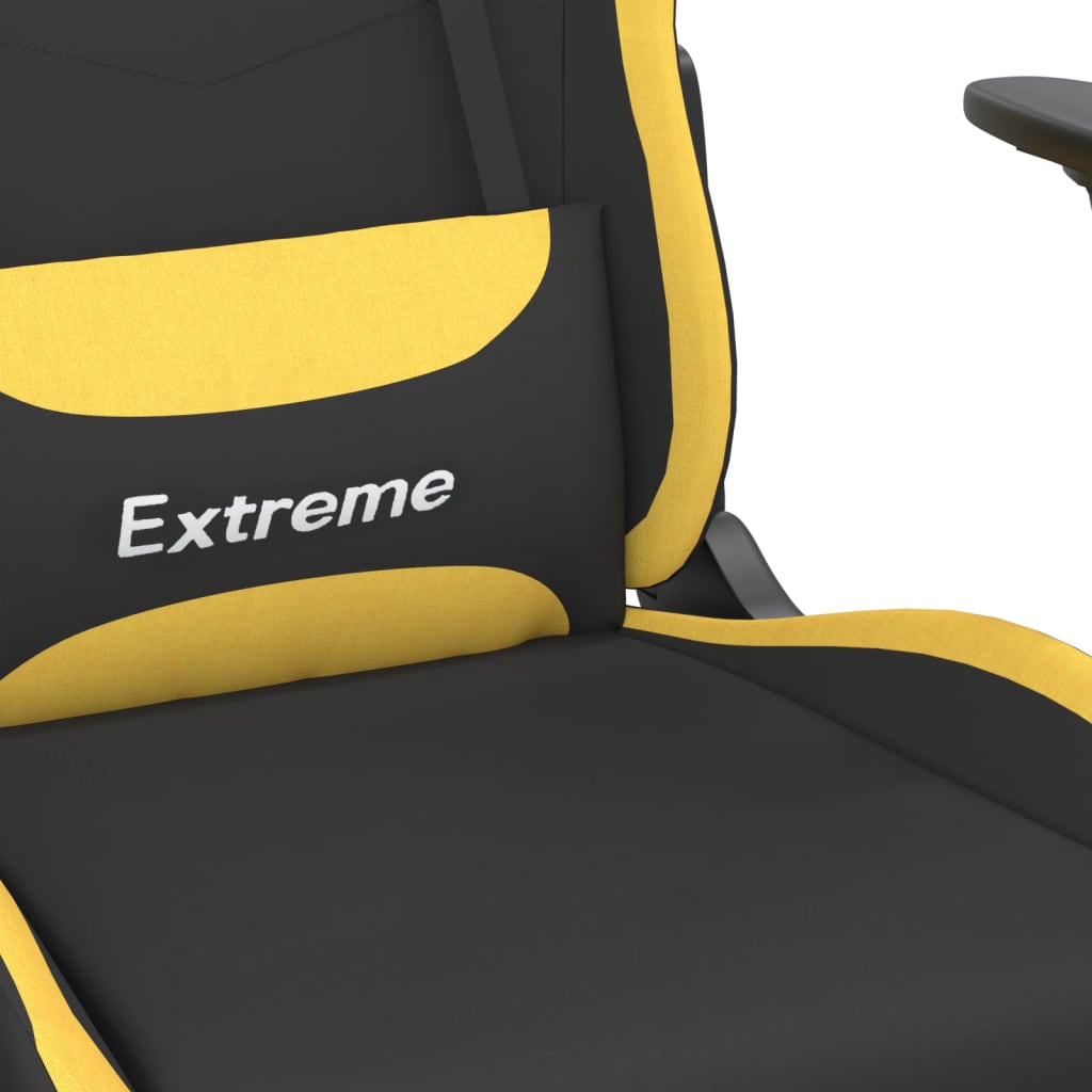 vidaXL Scaun de gaming cu suport picioare, negru și galben, textil
