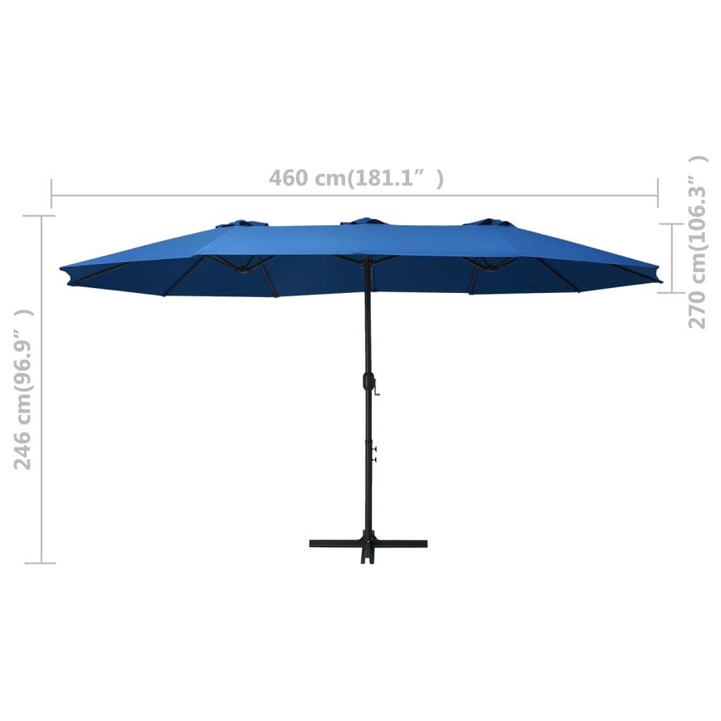 vidaXL Umbrelă soare exterior cu stâlp aluminiu, albastru, 460x270 cm