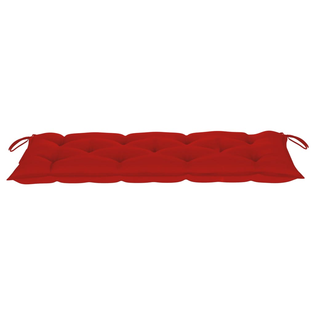 vidaXL Bancă de grădină cu pernă roșie, 120 cm, lemn masiv de tec
