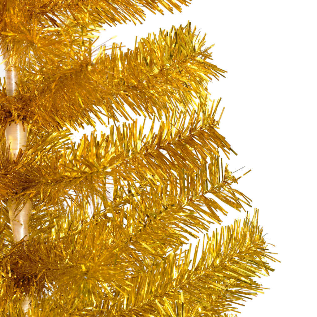 vidaXL Brad Crăciun pre-iluminat cu set globuri, auriu, 210 cm, PET