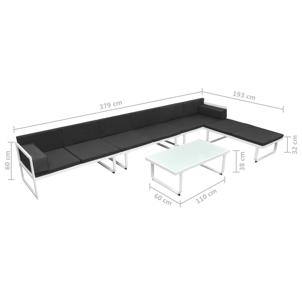 vidaXL Set mobilier grădină, 5 piese, negru, textilenă și aluminiu