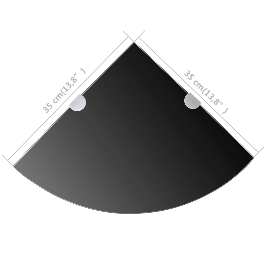 vidaXL Raft de colț din sticlă cu suporți de crom, negru 35 x 35 cm