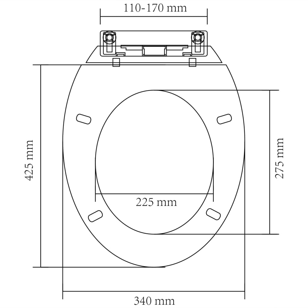 vidaXL Capac WC cu închidere silențioasă, alb, oval