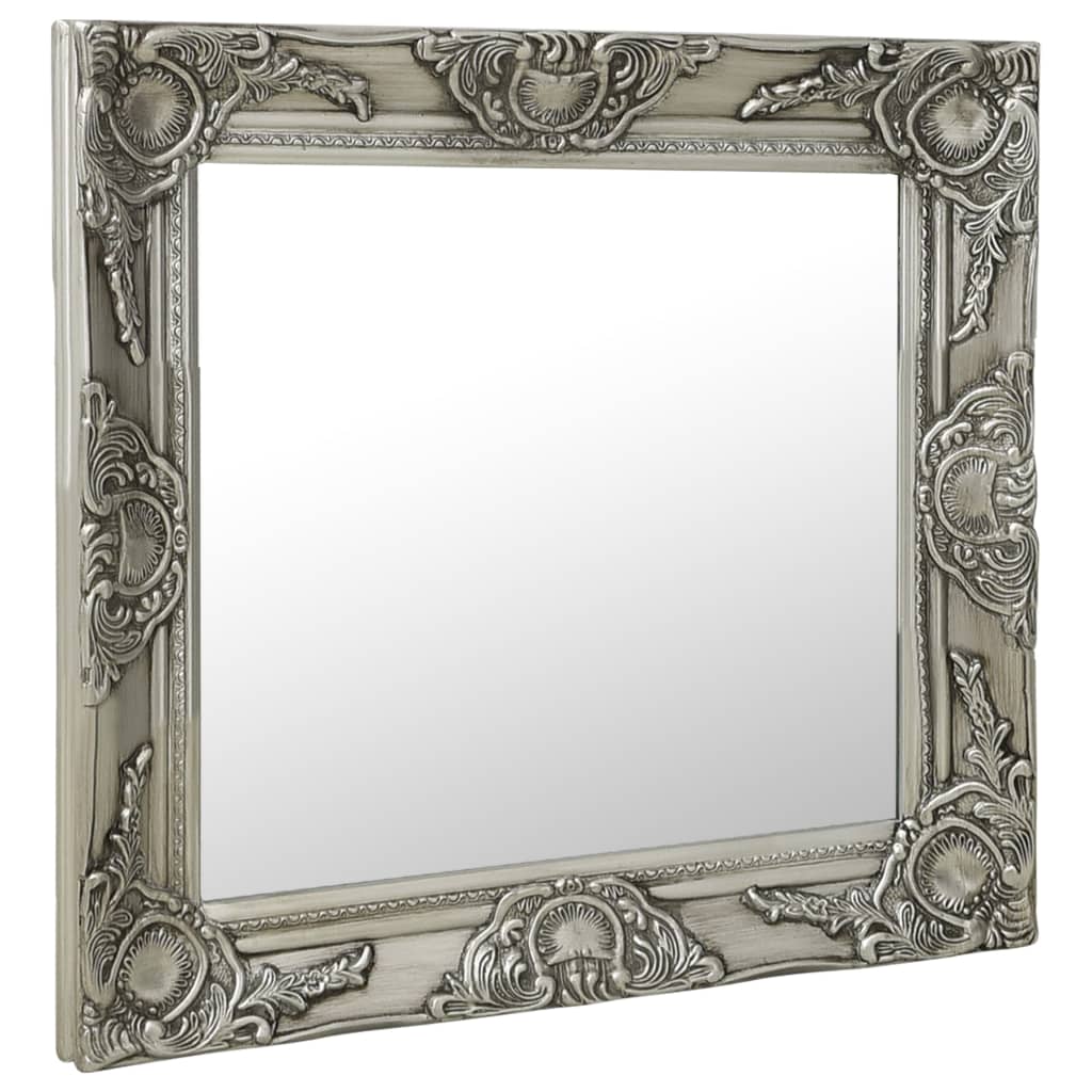 vidaXL Oglindă de perete în stil baroc, argintiu, 50 x 50 cm
