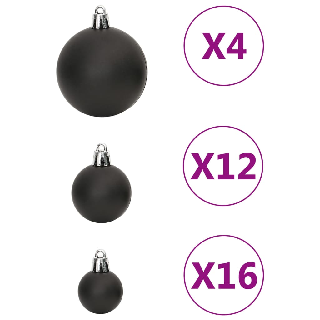 vidaXL Set globuri de Crăciun 111 buc., negru, polistiren