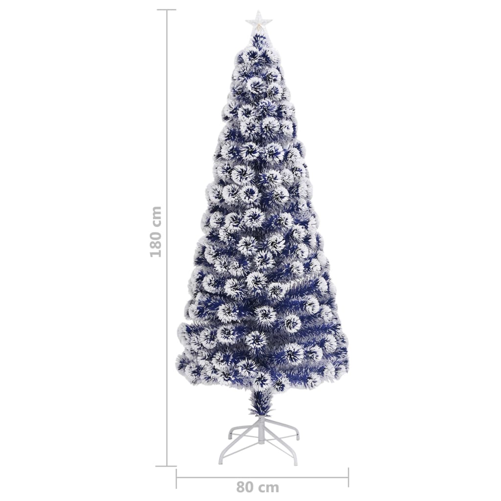 vidaXL Brad Crăciun artificial cu LED alb&albastru 180 cm fibră optică