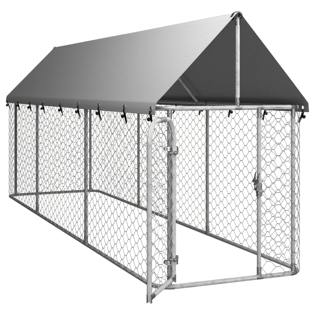 vidaXL Padoc pentru câini de exterior, cu acoperiș, 400x100x150 cm