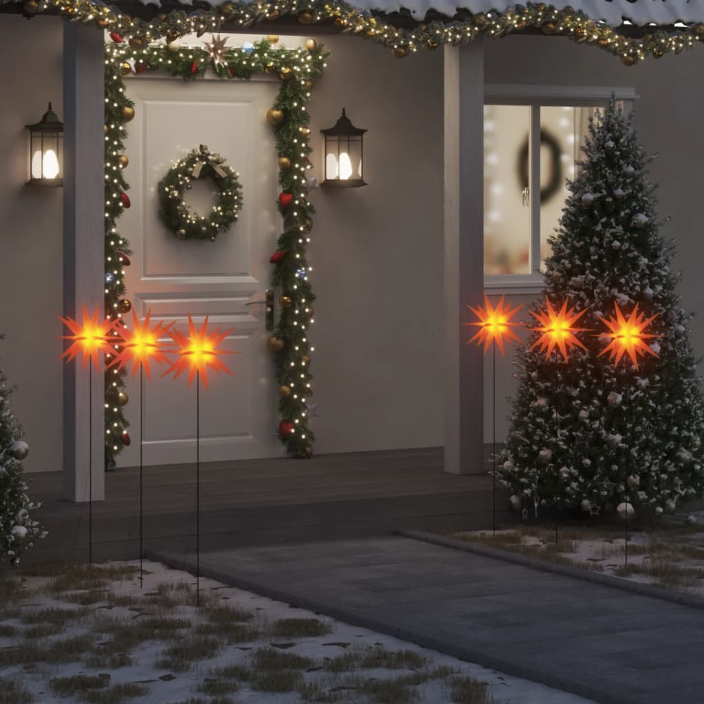 vidaXL Lumini de Crăciun cu LED/țăruș, 3 buc., roșu, 35 cm, pliabil