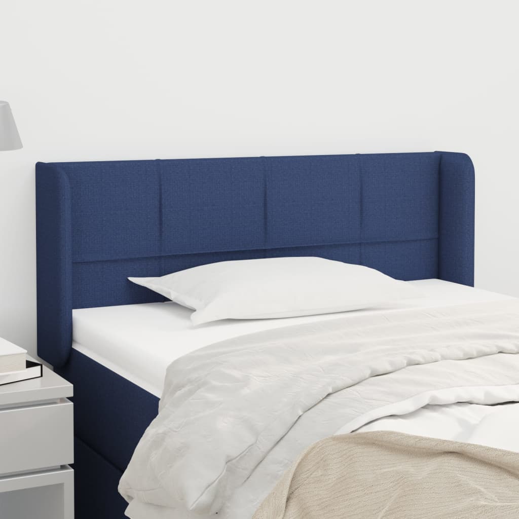 vidaXL Tăblie de pat cu aripioare albastru 103x16x78/88 cm textil