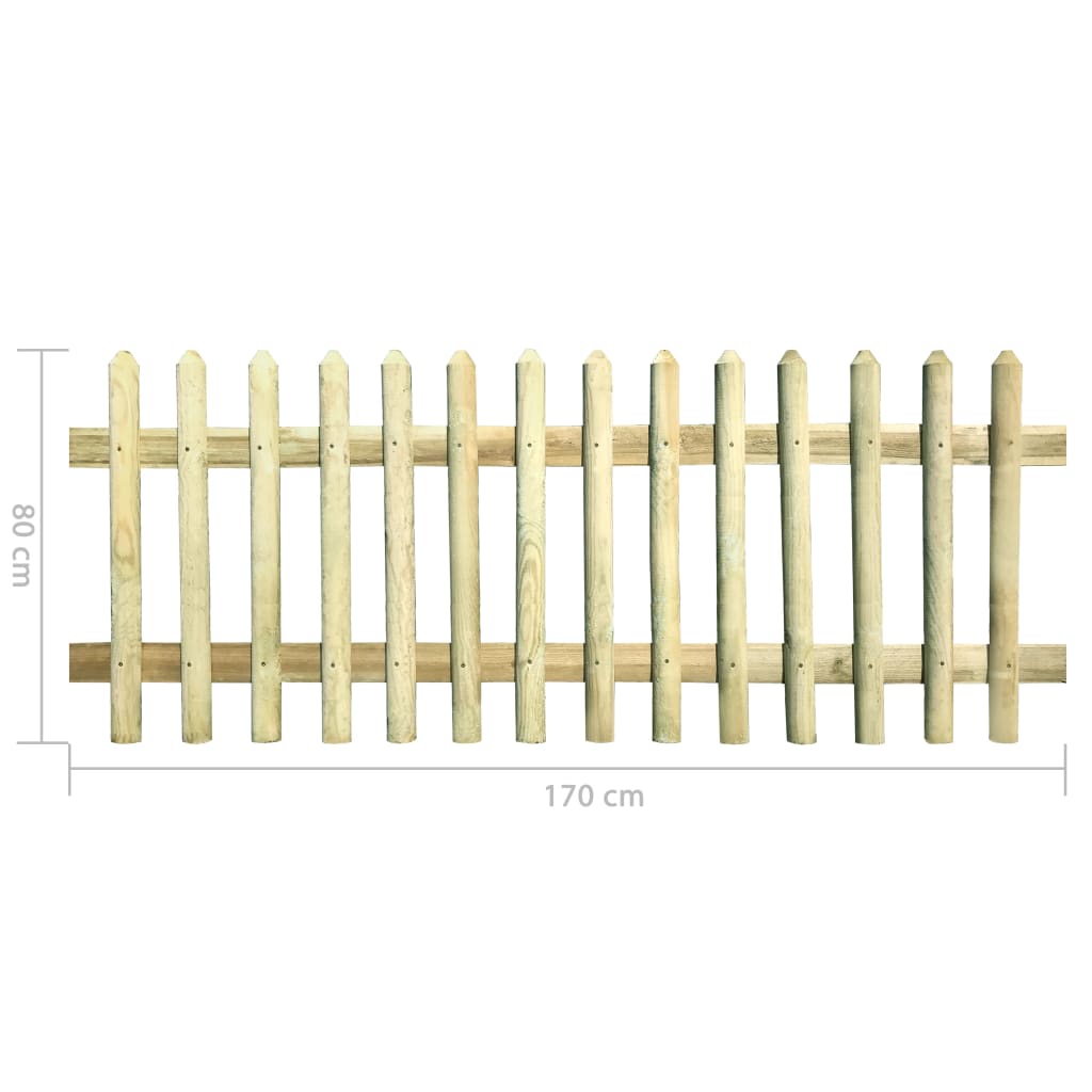 vidaXL Gard din țăruși, 170 x 100 cm 5/7 cm, lemn de pin tratat