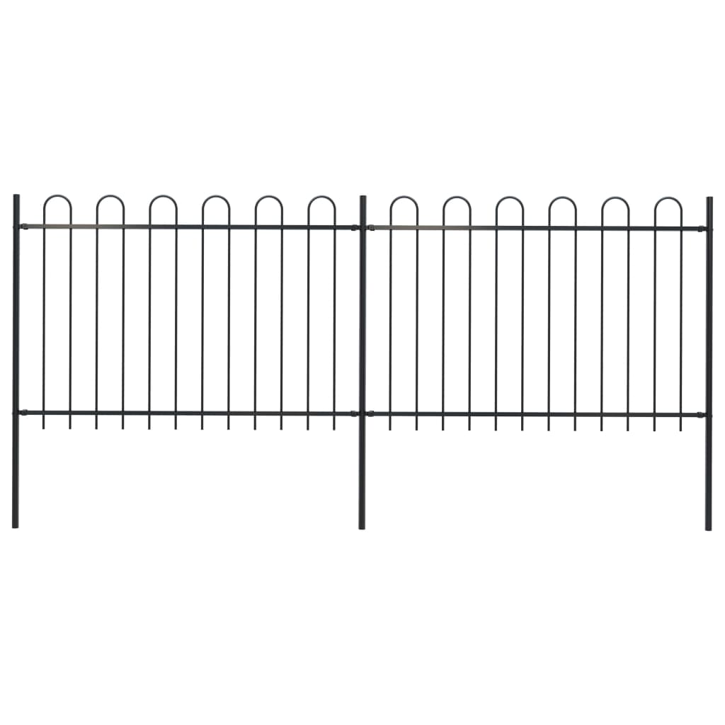 vidaXL Gard de grădină cu vârf curbat, negru, 3,4 m, oțel