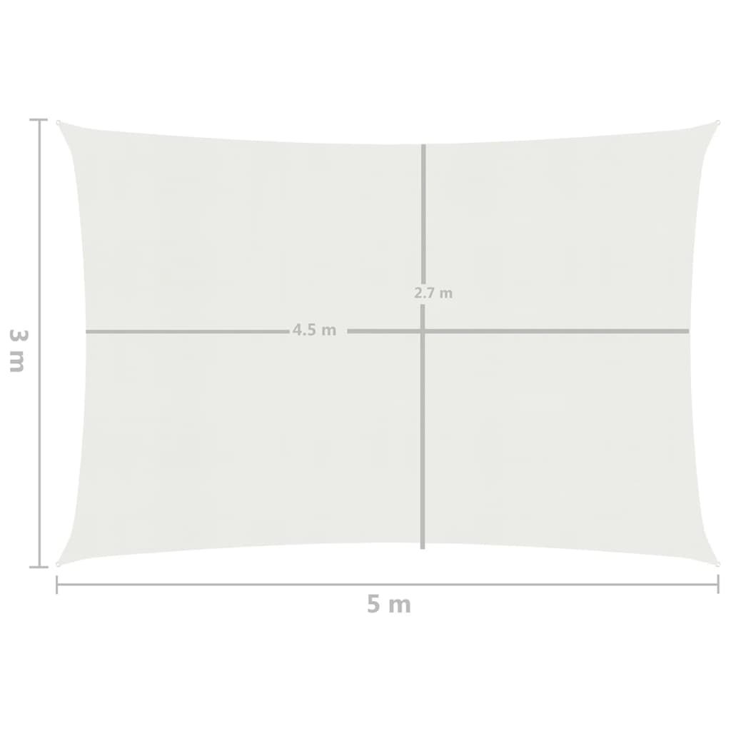 vidaXL Pânză parasolar, alb, 3 x 5 m, HDPE, 160 g/m²