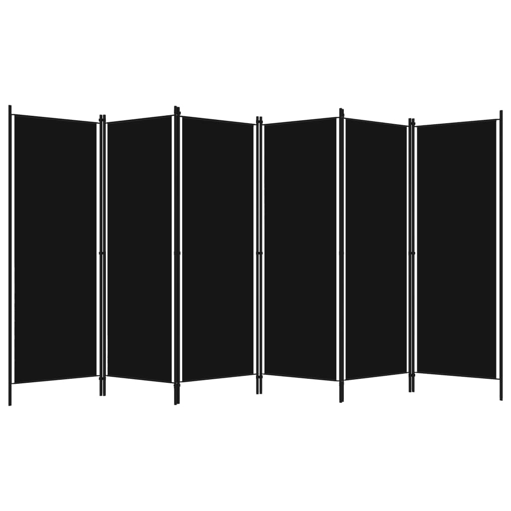 vidaXL Paravan de cameră cu 6 panouri, negru, 300 x 180 cm